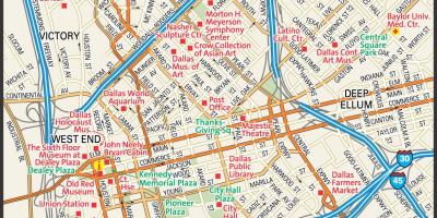 地图的达拉斯市中心的街道