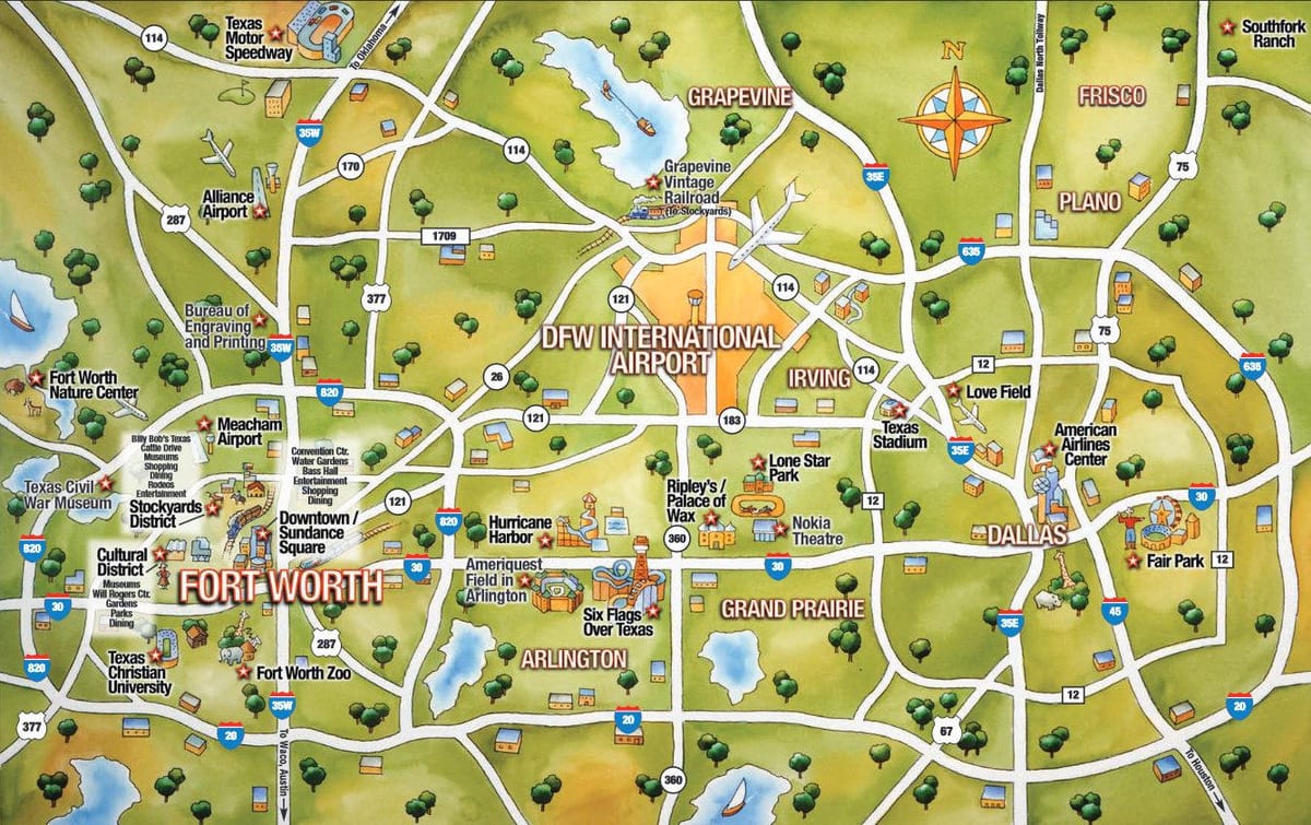 沃斯堡市的地图