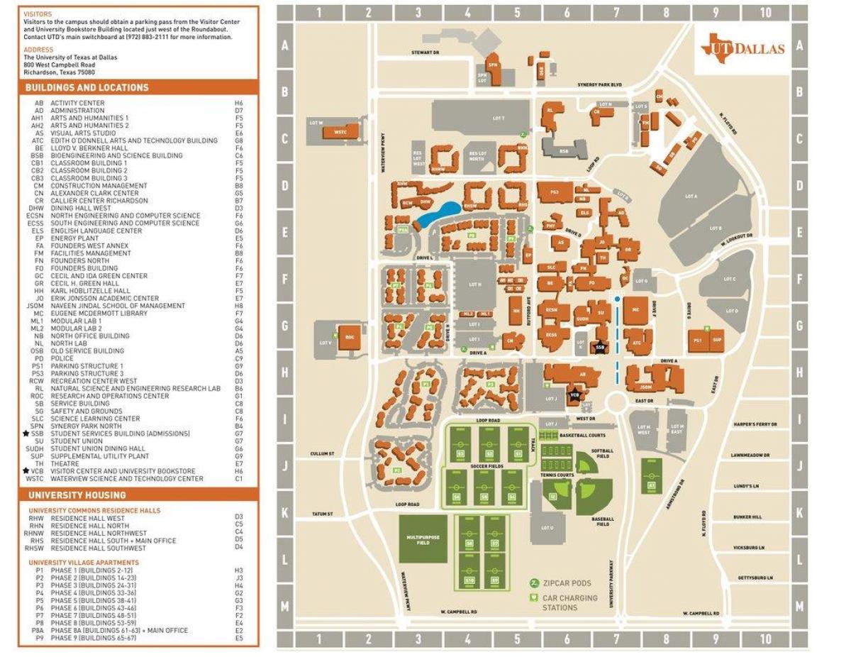 大学得克萨斯州的达拉斯的地图